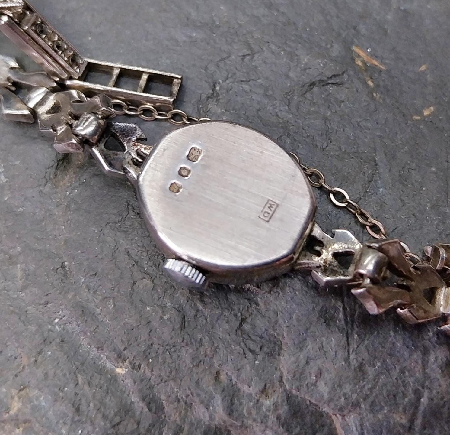 Vintage Sterling Silver Marcasite WATCH - 1960s John Child Hand winding 16cm - 16.5g