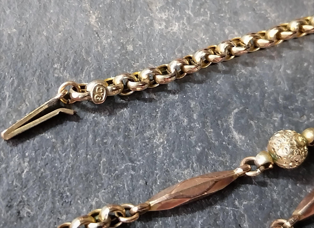 Antique Victorian 9ct GOLD Belcher Chain with Ball Bead and torpedo links 19" - 6.3g