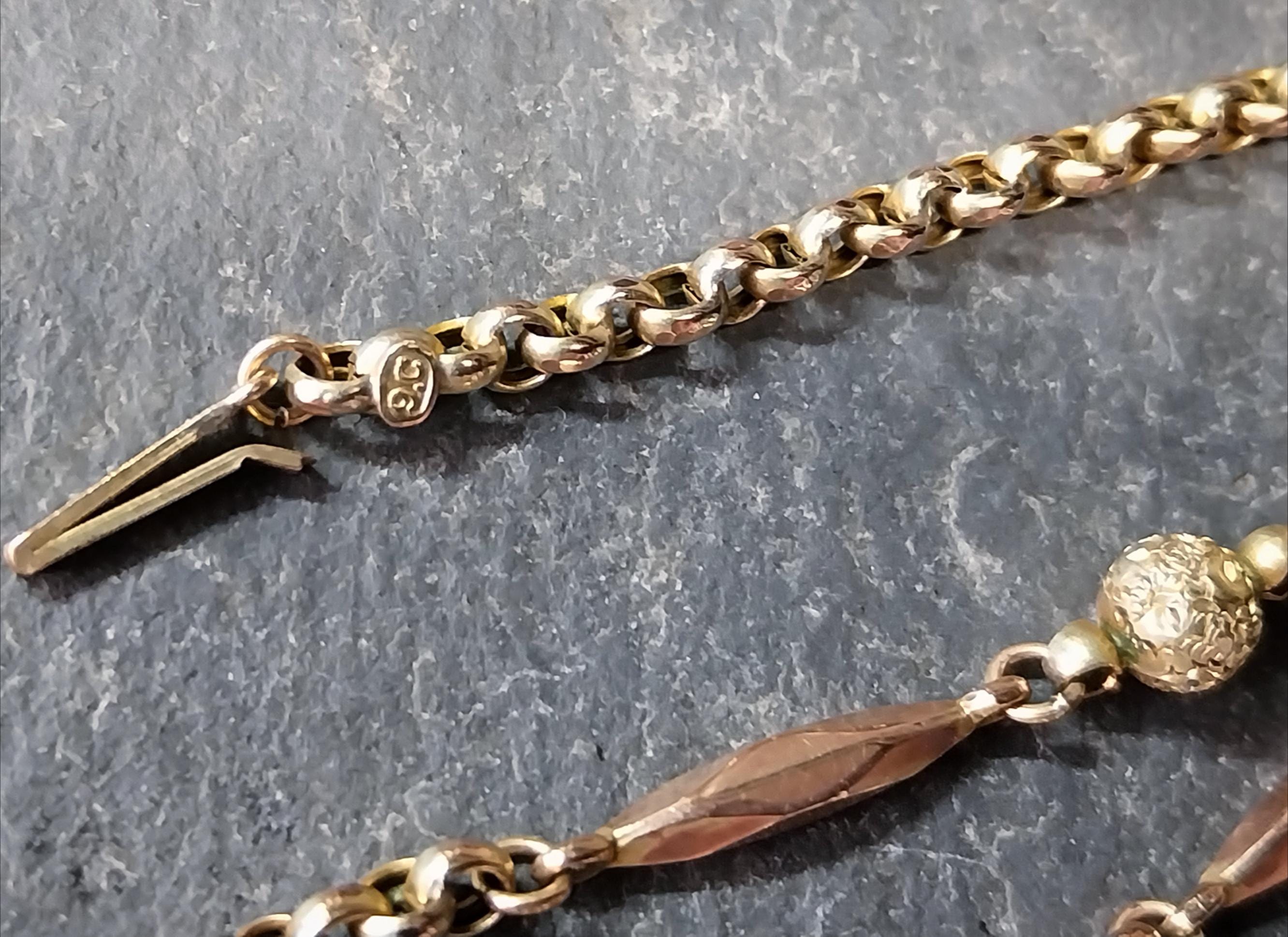 Antique Victorian 9ct GOLD Belcher Chain with Ball Bead and torpedo links 19" - 6.3g