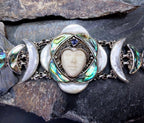 SAJEN Sterling Silver Carved Goddess Face Bracelet - adjustable - 49.6g