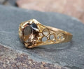 Vintage 9ct GOLD Smoky Quartz Ring - Size uk P (us 7.5) - 2g