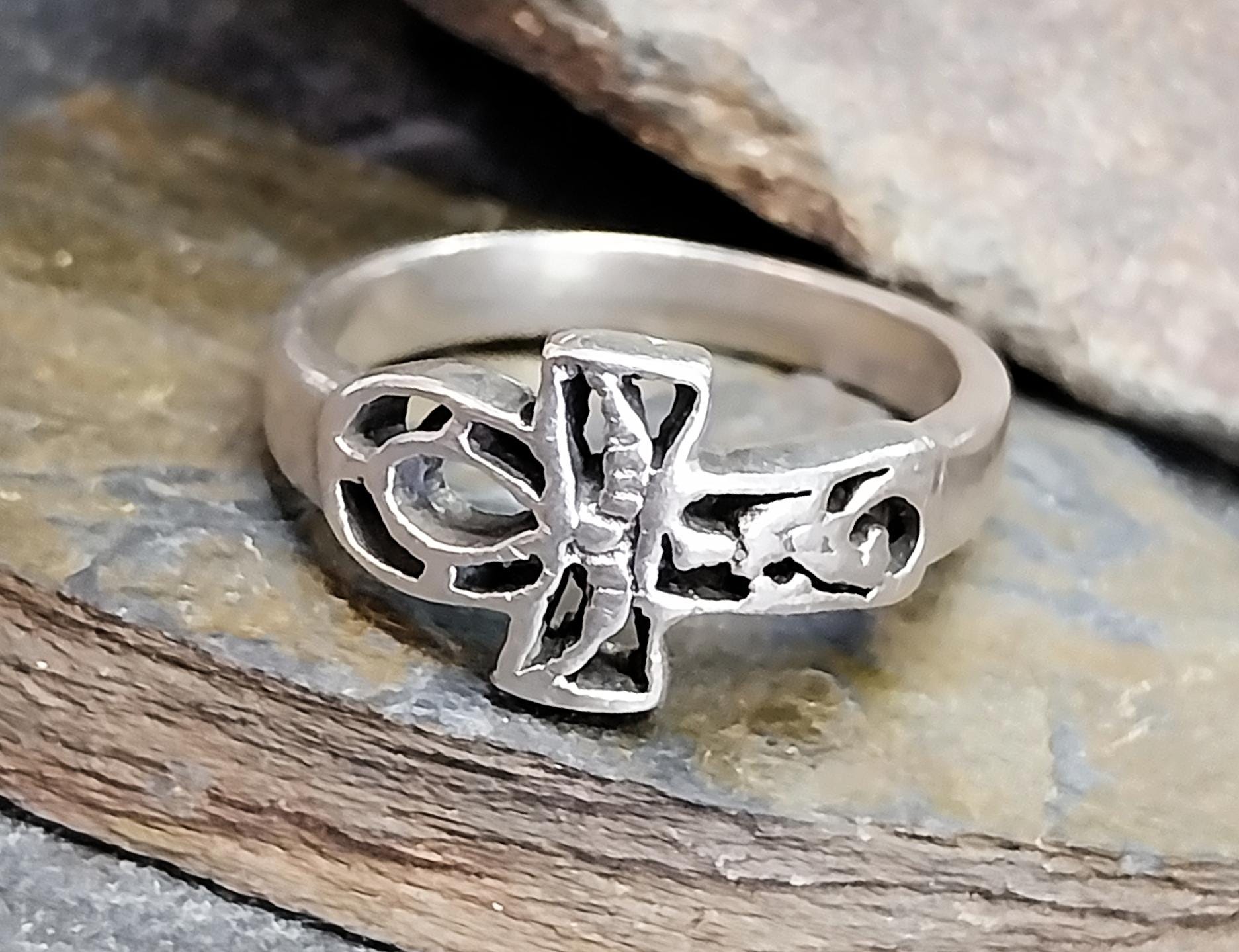 Silver ANKH RING -  Cross Symbol of Life - Size uk N ( us 6.5) - 3.3g