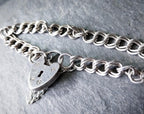Vintage SILVER Double LINK BRACELET with Padlock Lock Clasp c 1980 - 17cm - 13.7g