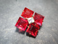 Antique Art Deco Czech BROOCH -Bright Red Coloured Glass  - 3.8g