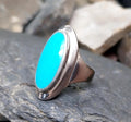Sterling Silver Oval TURQUOISE RING - uk size P (us 7.5) - 51