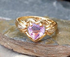 18ct GOLD RING with Purple Amethyst & Diamonds - Size uk Q (us 8) - 3.1g