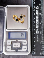 Vintage 9ct Gold EARRINGS with Black Onyx Heart - Dangling - 1.4g