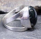 Vintage SILVER Moss Agate RING Magnus Maximus Designs Edinburgh - uk size R (us 8.5) - 7.1g