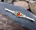 Vintage CARNELIAN Sterling SILVER Brooch - Sterling Silver - 3.2g