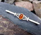 Vintage CARNELIAN Sterling SILVER Brooch - Sterling Silver - 3.2g