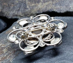 Vintage Sterling Silver Brooch with Celtic Design and Agate Gemstones  - 12.2g