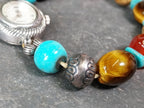 Vintage Sterling Silver WATCH - with Gemstone Bracelet Strap elasticated - 28.6g