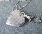 Vtg Sterling Silver Heart Locket -  Geometric Design on 19" Chain - 6.2g