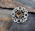 Vintage Smokey Quartz Brooch - Celtic Shawl Pin - 8.1g