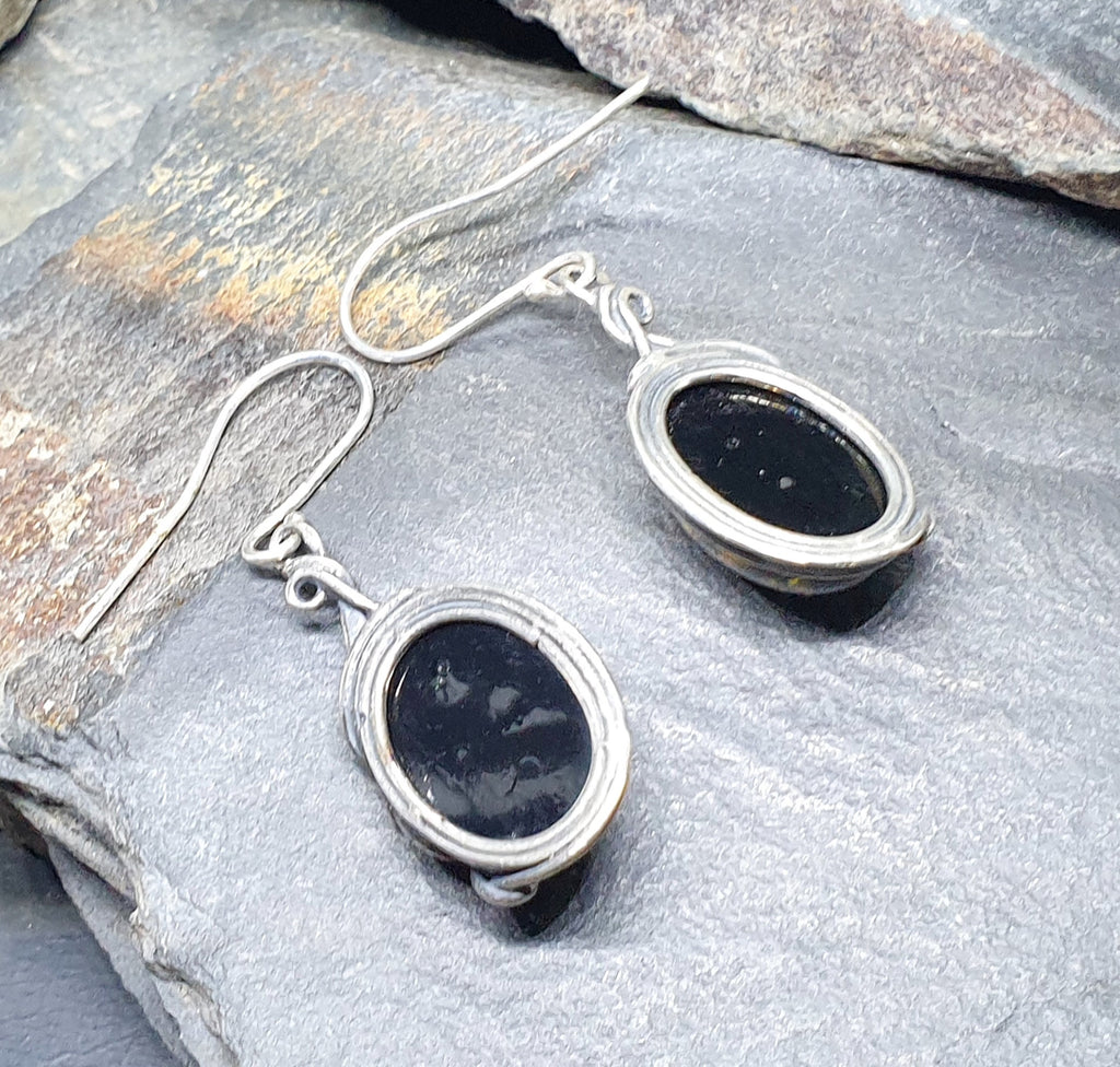 Vintage Sterling Silver AMBER Drop EARRINGS - Dangling  - 6.8g