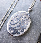 Huge Georg Jensen SILVER LOCKET Necklace, Art Deco  20" Chain 1968- 15.1g