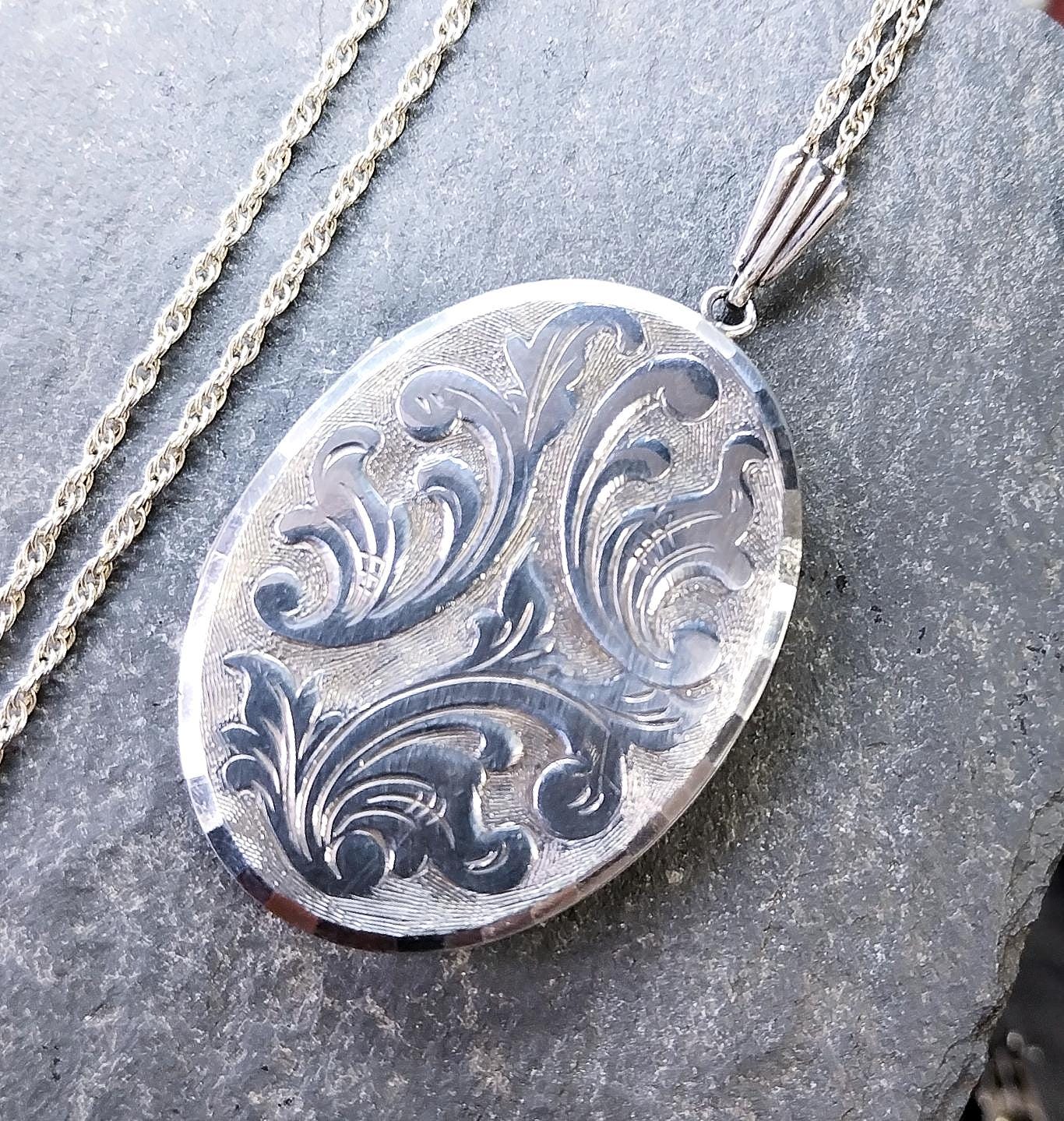 Huge Georg Jensen SILVER LOCKET Necklace, Art Deco  20" Chain 1968- 15.1g