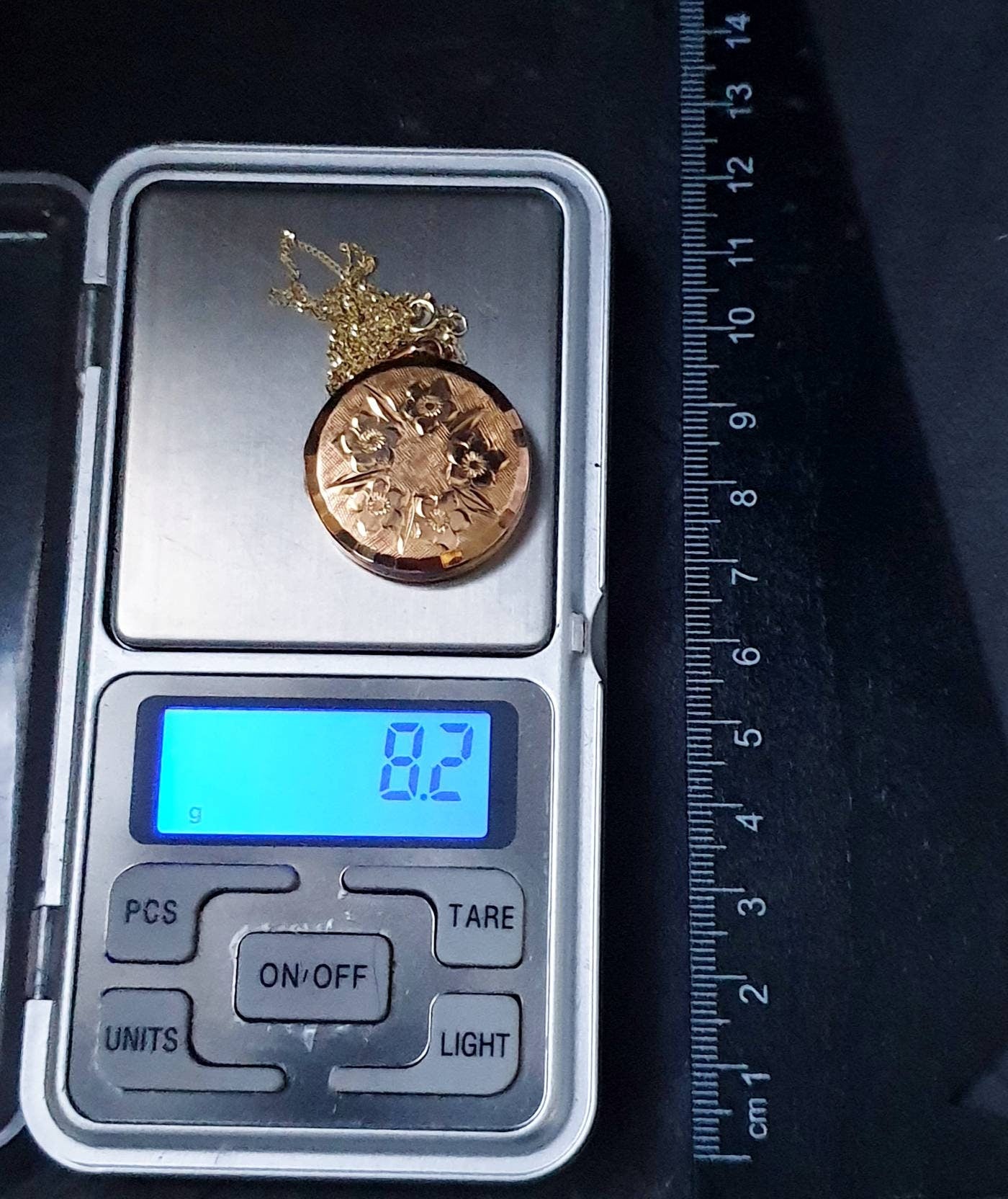 GEORG JENSEN 9ct Gold  Five Flower Locket - with 20" Gold Chain - 8.2g