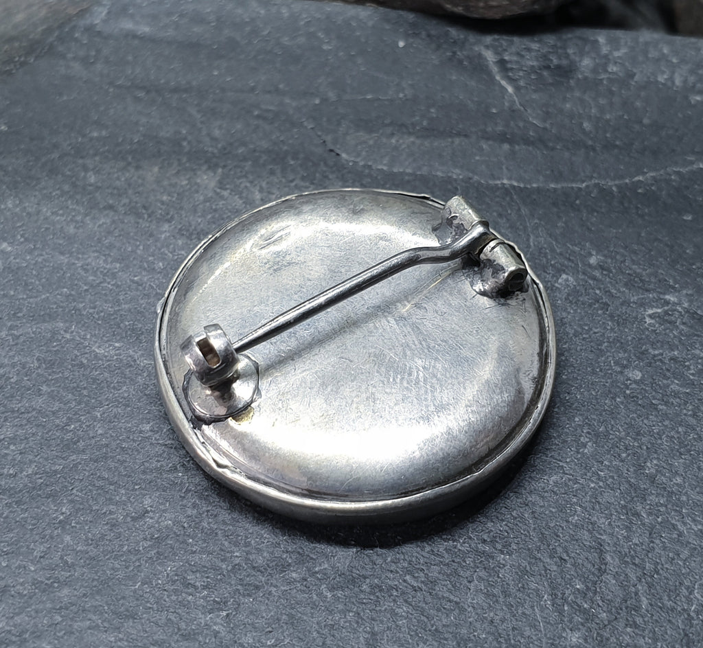 Sterling Silver Circular Brooch  - Round Button style - 8.5g
