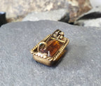 Antique VICTORIAN  BROOCH -  with Brandy Citrine Gemstone Pinchbeck Pin 6g