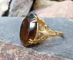 Vintage 9ct GOLD Huge Smoky Quartz Ring c 1966 - Size K  5.25) - 6.7g