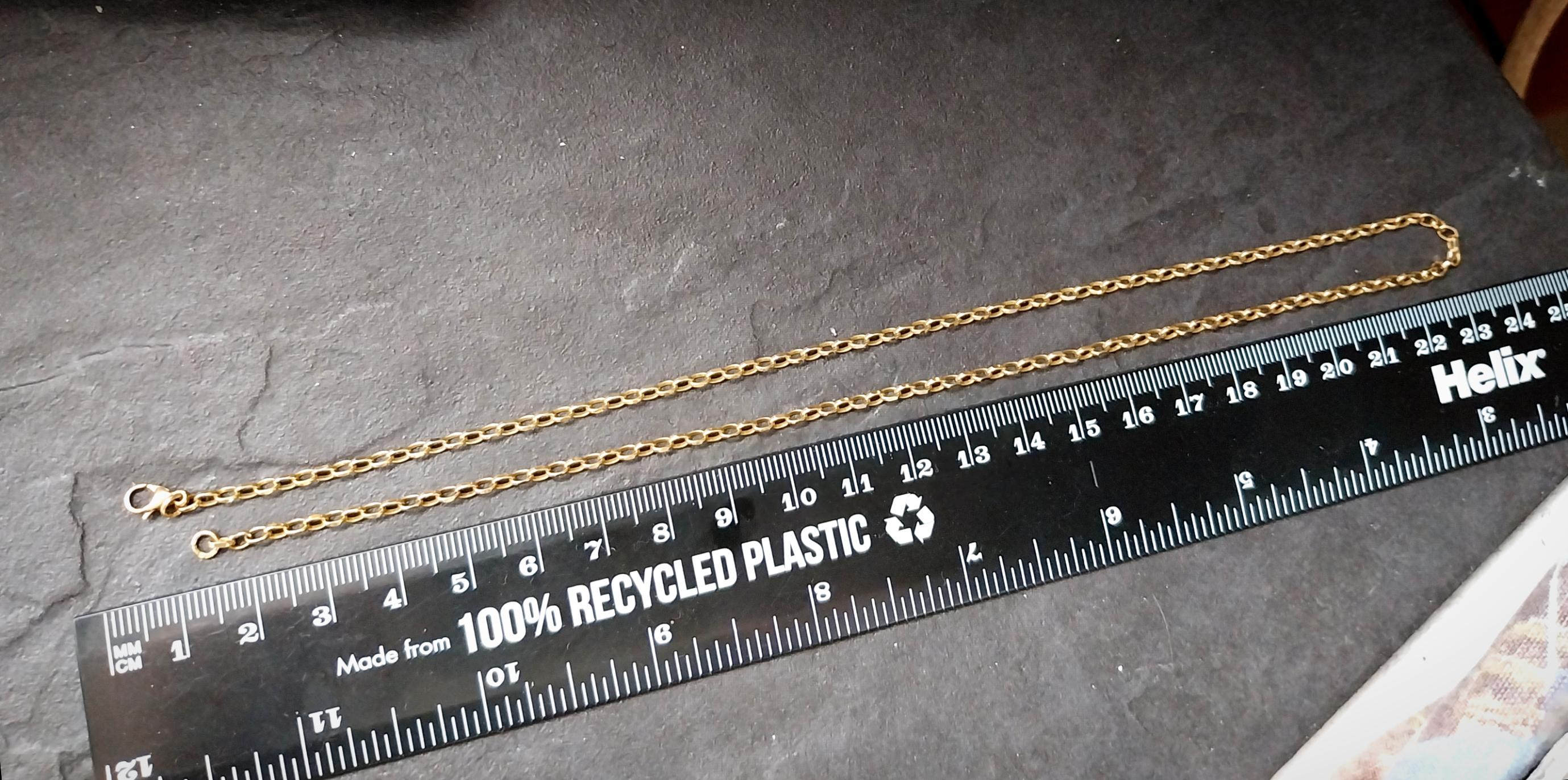 Vintage 9ct GOLD BELCHER CHAIN Necklace - 18" Long - 5g