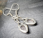 Vintage Sterling Silver Rose Quartz EARRINGS - Long Dangling  - 3.5g