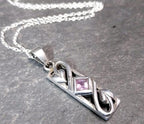 Vintage Sterling PENDANT NECKLACE with Amethyst on 18" - 4.7g
