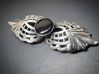 Vintage SILVER & ONYX BROOCH - Winged Design - 9.9g