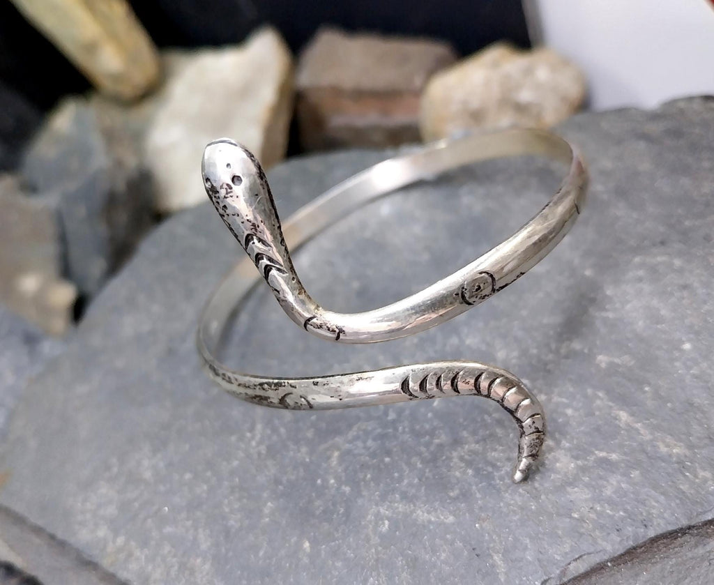 Vintage Sterling Silver Snake Serpent Bangle Bracelet - 15.7g
