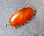 Antique 9ct GOLD CARNELIAN BROOCH - Victorian, Georgian - 5g