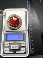 ROBERT ALLISON Carnelian blood orange Brooch - Shield c. 1955 - 15.9g