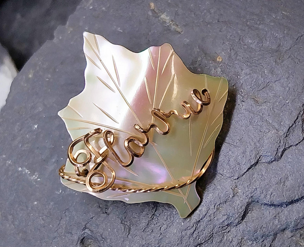 Antique Name BROOCH - Mother of Pearl with Florence