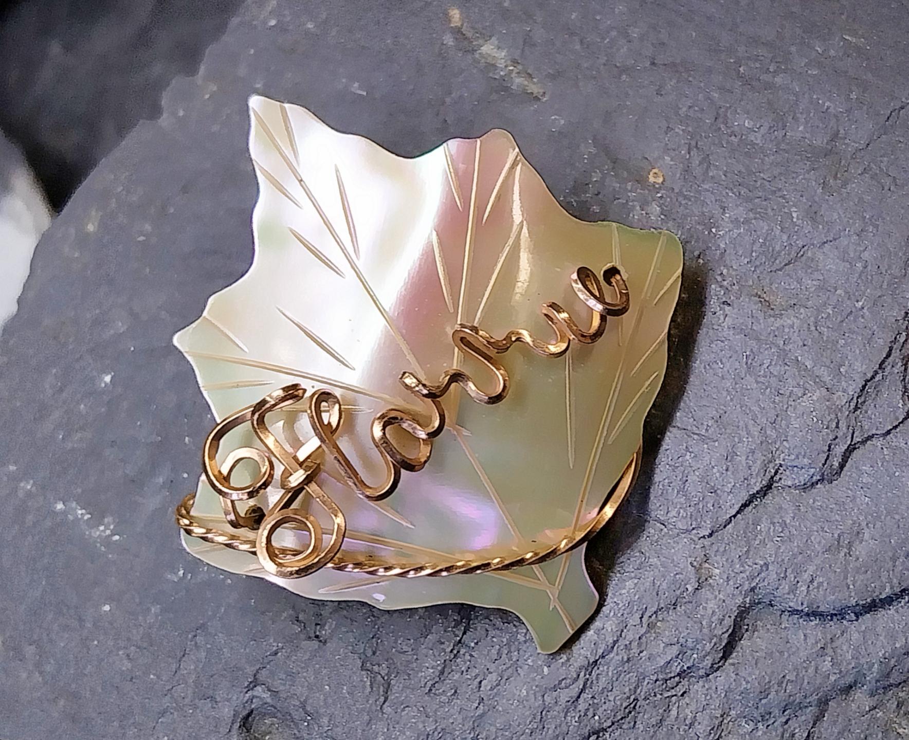 Antique Name BROOCH - Mother of Pearl with Florence