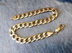 9ct GOLD CURB LINK Bracelet -Chunky 21.5cm - 15.4g