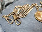 Antique Dog Clip Chain with Photo Locket Fob and T Bar - Pinchbeck 16"  - 25.9g