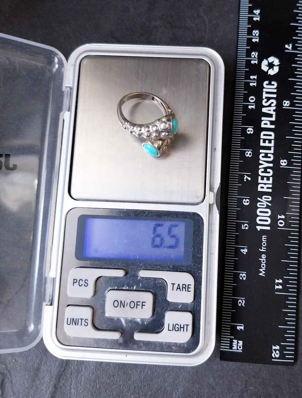 TURQUOISE Snake RING Sterling Silver - uk size N (us 6.5) - 6.5g