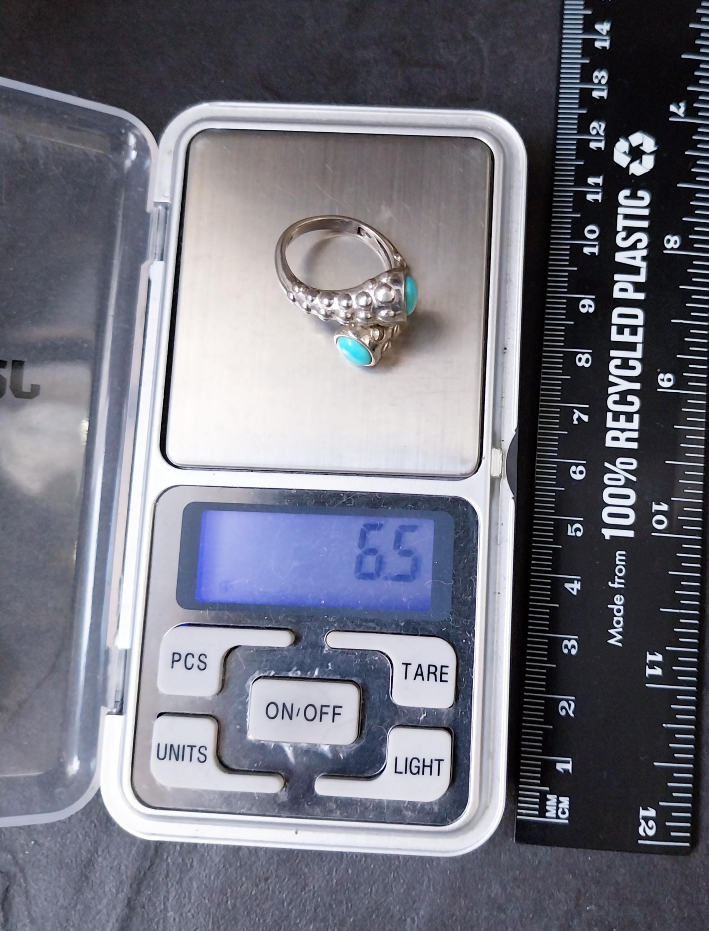 TURQUOISE Snake RING Sterling Silver - uk size N (us 6.5) - 6.5g