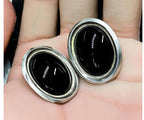 Vintage Art Deco 800 Continental Silver Earrings - Clip On studs - 11.8g