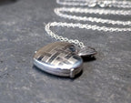 Sterling Silver Heart Locket - Small Criss Cross Pattern  on 18" Chain - 2.4g