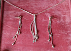 French STERLING SILVER Necklace and Matching Earrings Gift Set - Multi Strand - 10.1g