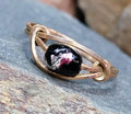 Vintage Rolled Gold Purple Foil/Murano Bead Ring - Size uk R (us size 8.5) - 1.3g
