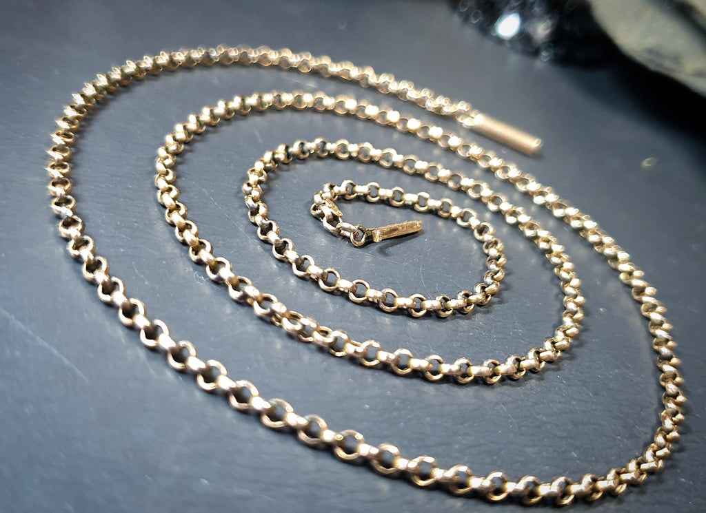 Antique 9ct ROSE GOLD BELCHER Chain Necklace with Barrel Clasp - 20" - 4.5g