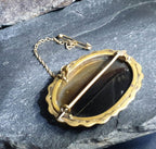 Antique Victorian Brooch - Landscape Banded Agate - 12.8g