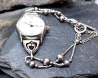 Vintage Sterling Silver Silver Moon WATCH - Bead Link bracelet Strap 18cm - 17.7g