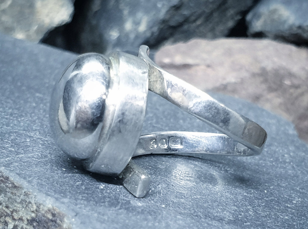 Vintage Modernist Silver Ring - Harold Nielsen? Art Deco - uk size K (Us size 5.5) - 6.5g