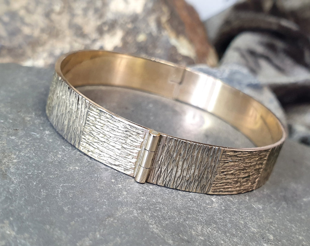 Vintage 9ct Rolled GOLD Wide BANGLE BRACELET - 50 Microns - 17.4g