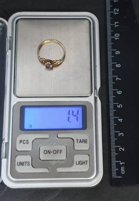 9ct GOLD CELTIC Heart KNOT Ring - Amethyst Gemstone - uk size M (us 6) - 1.4g