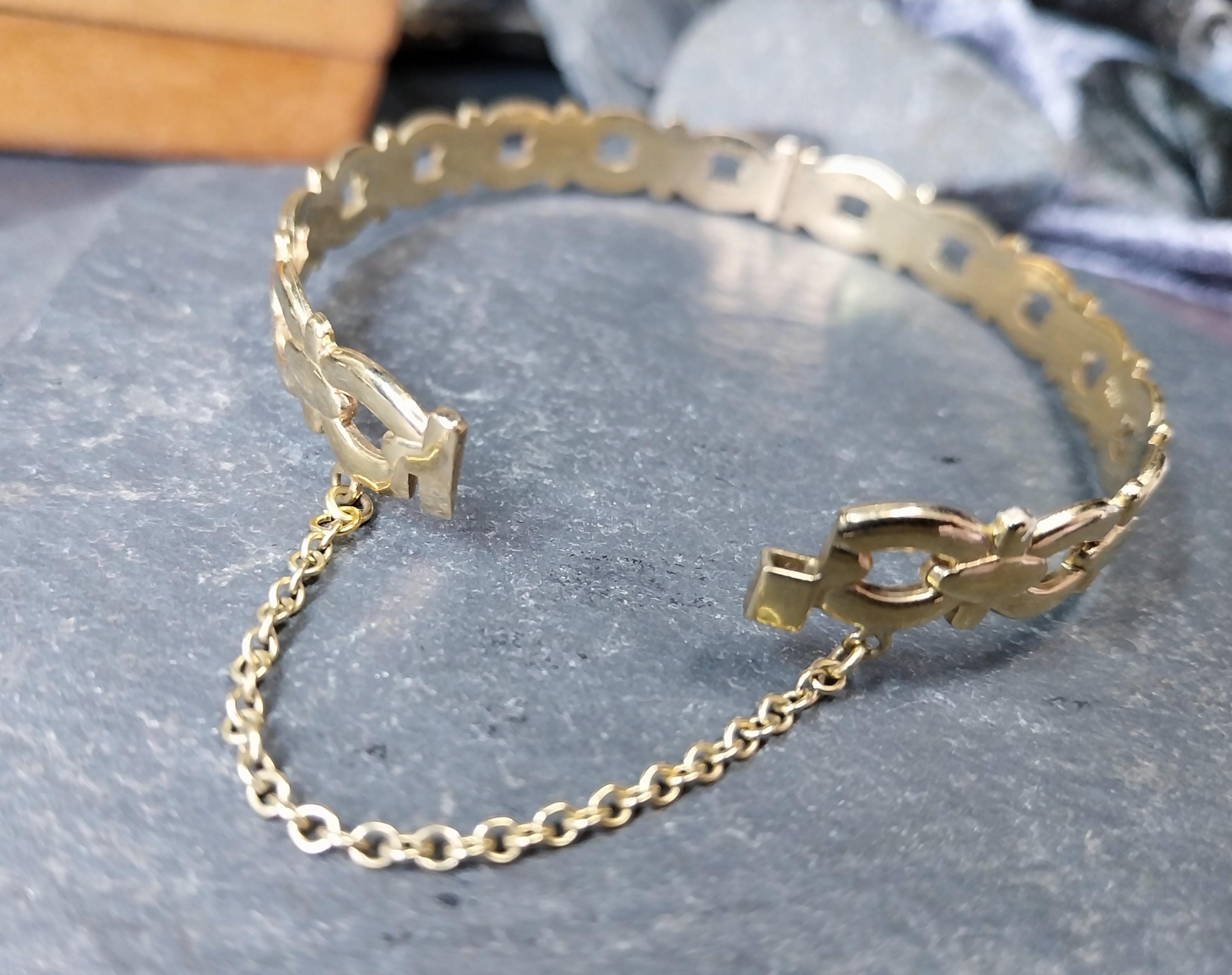 Vintage Rolled Gold BANGLE Bracelet Buckle Design - 12.5g