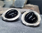 Vintage Art Deco 800 Continental Silver Earrings - Clip On studs - 11.8g